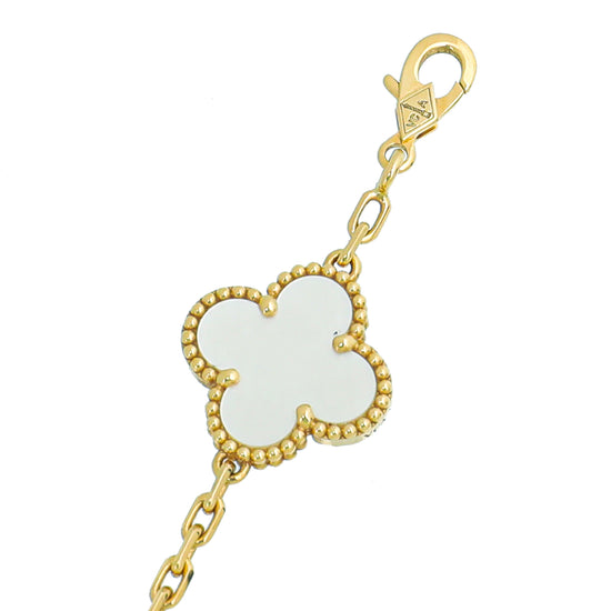 Van Cleef & Arpels 18K Yellow Gold 10 Motifs MOP Vintage Alhambra Necklace