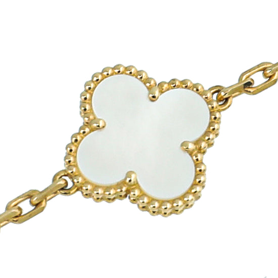 Van Cleef & Arpels 18K Yellow Gold Vintage Alhambra 20 MOP Long Necklace
