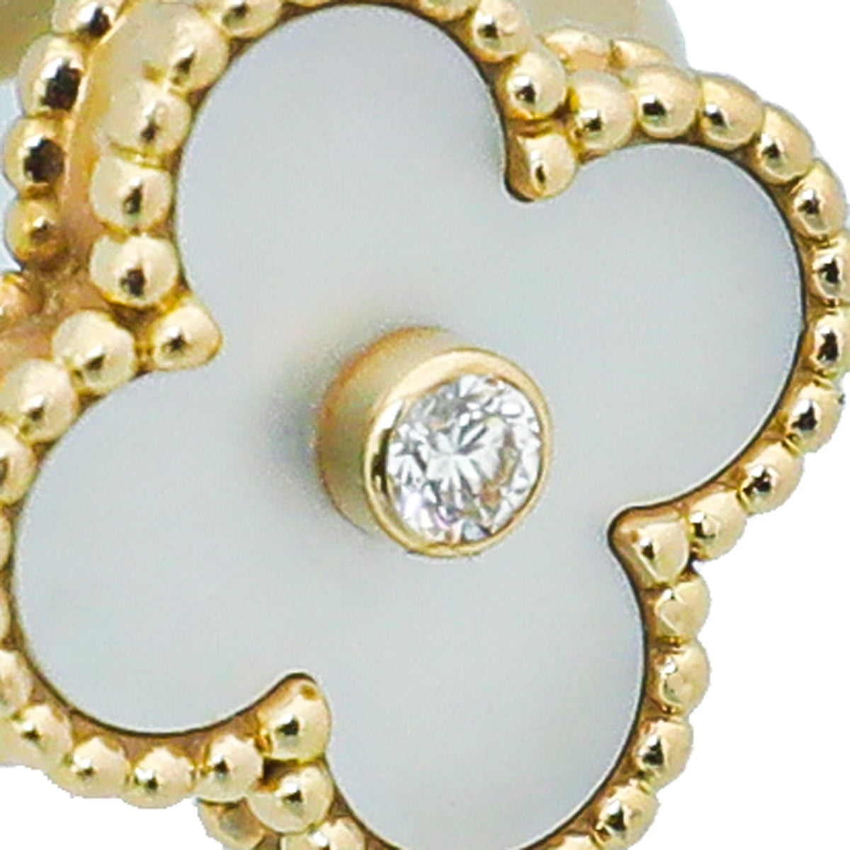 Van Cleef & Arpels 18K Yellow Gold MOP Diamond Vintage Alhambra Ring 51