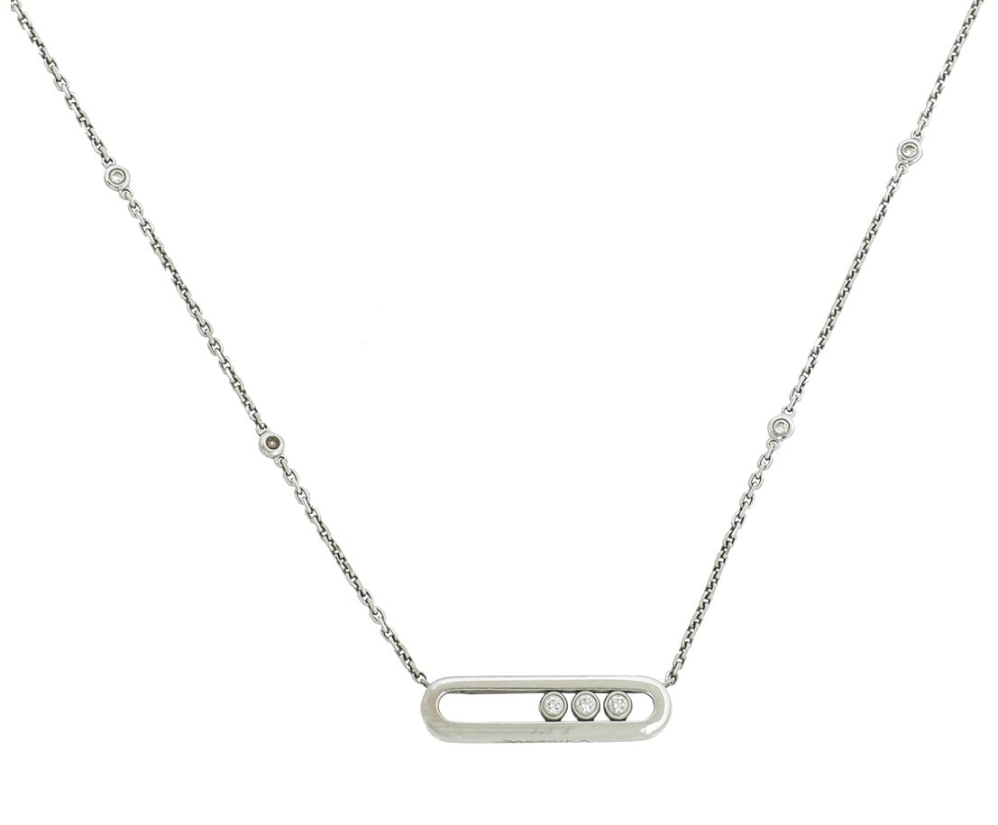 Messika 18K White Gold Diamond Baby Move Necklace-Messika-THE CLOSET
