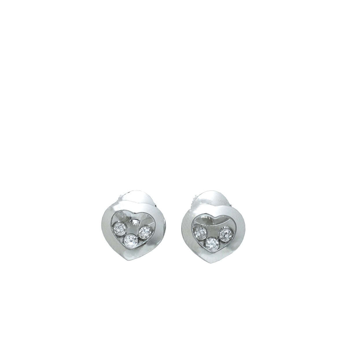 Chopard 18K White Gold Diamond Happy Heart Studs Earrings