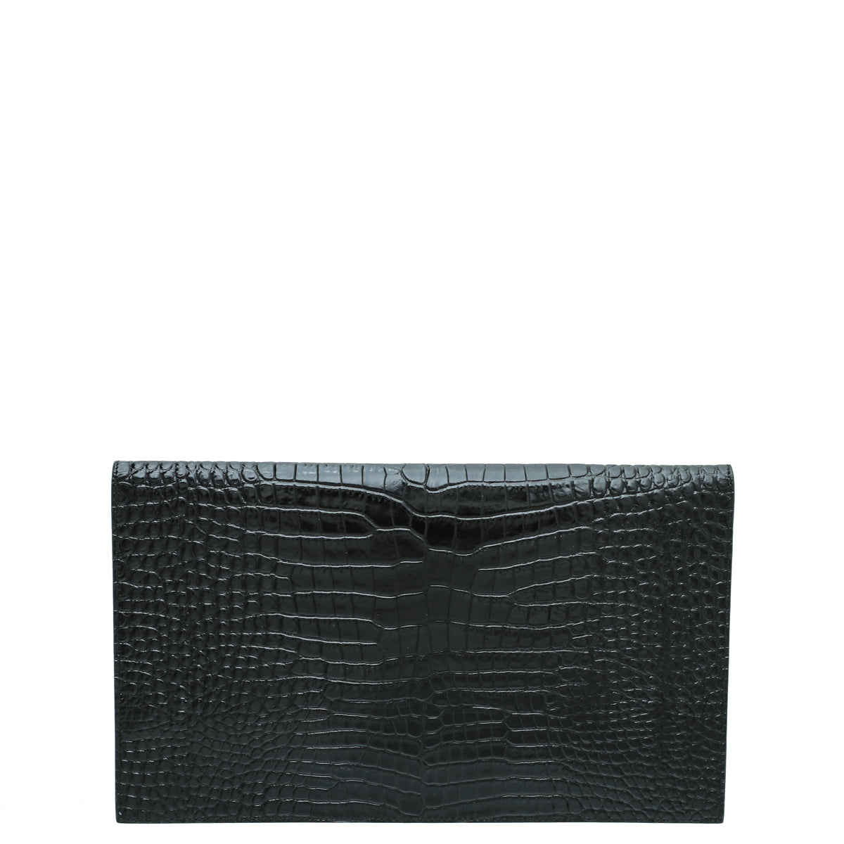 YSL Black Croco Embossed Uptown Envelope Pouch-YSL-THE CLOSET