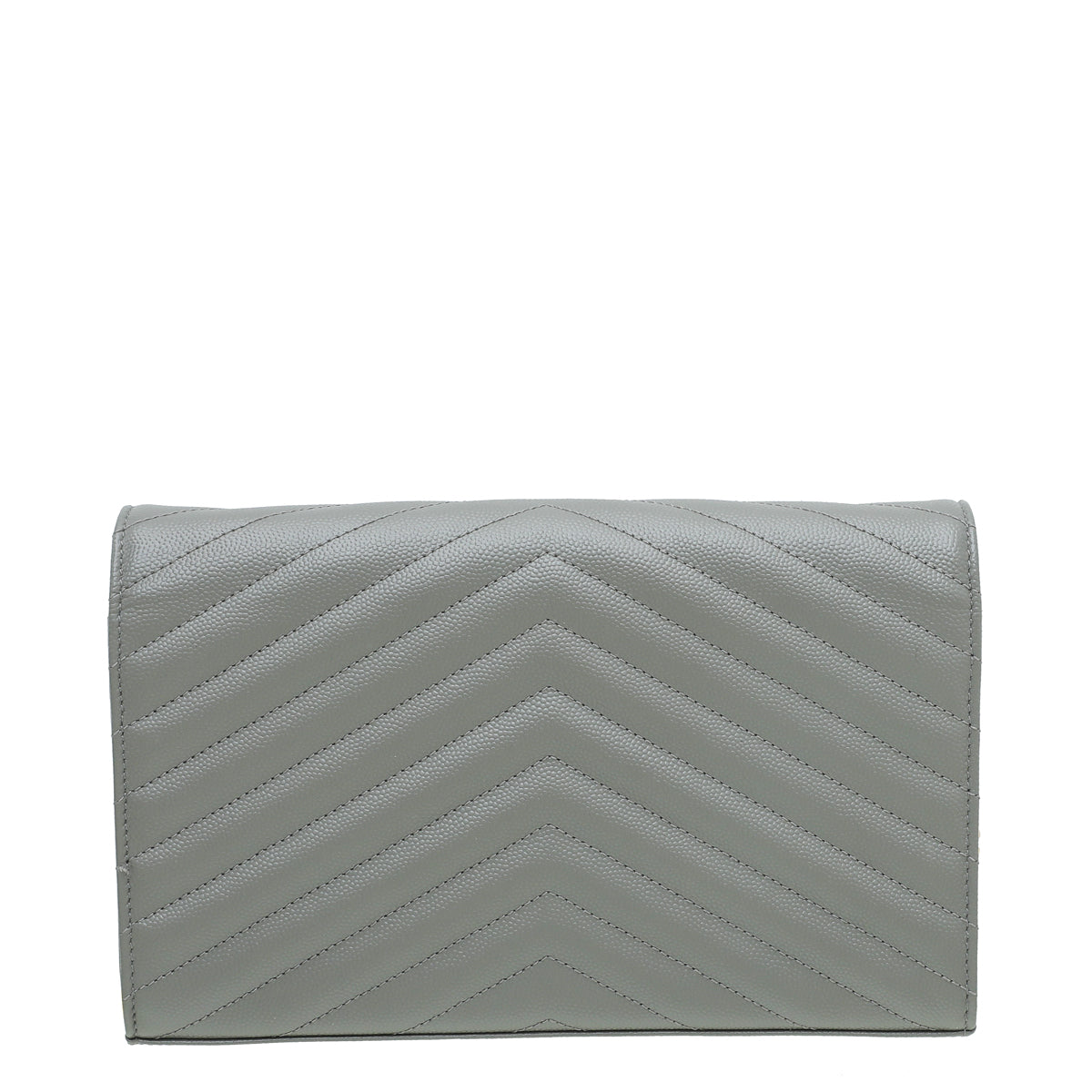YSL Grey Monogram Chevron Chain Wallet-YSL-THE CLOSET