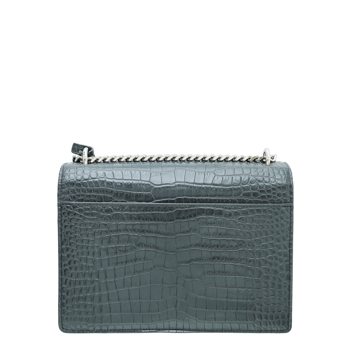 YSL Dark Grey Croco Embossed Sunset Medium Bag-YSL-THE CLOSET
