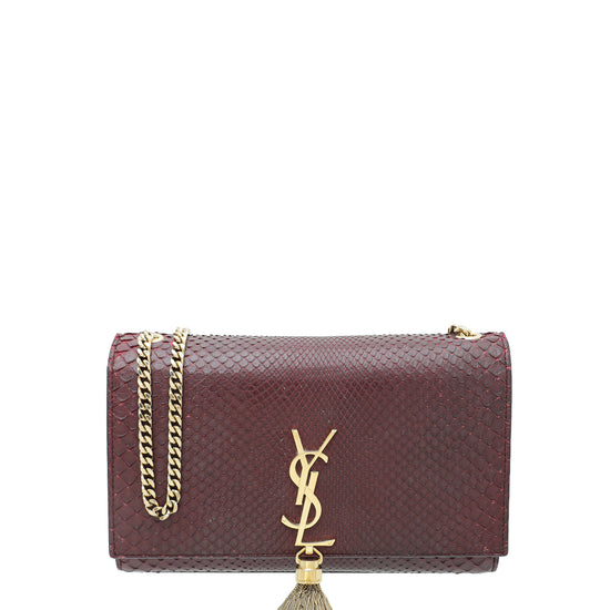 YSL Burgundy Python Kate Tassel Chain Medium Bag