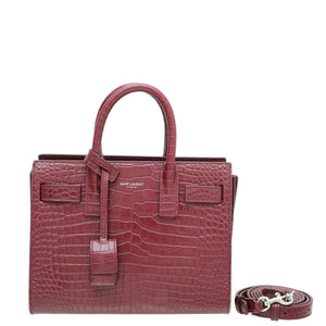 ysl burgundy croc منقوش كيس de jour نانو