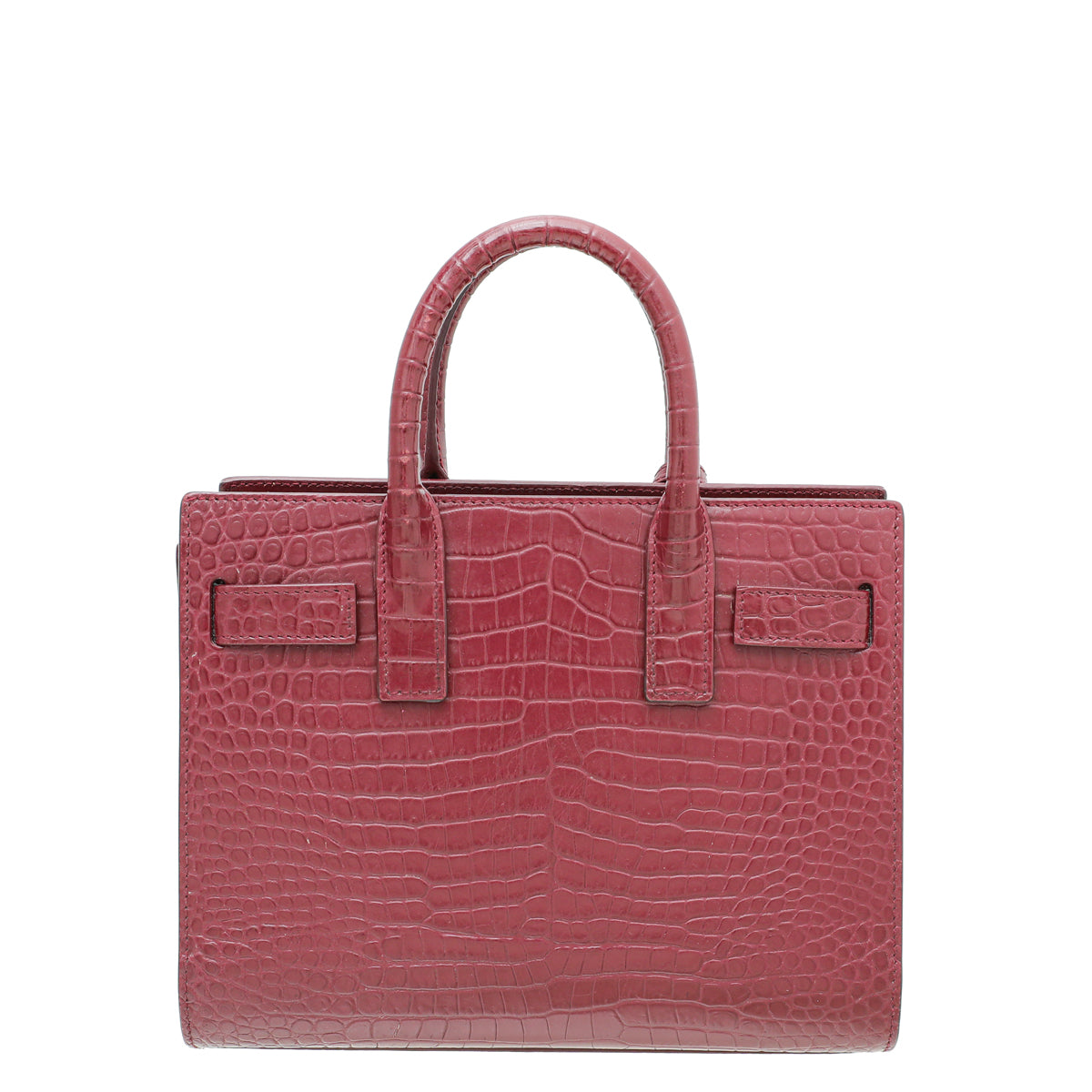 YSL Burgundy Croco Embossed Sac De Jour Nano Bag-YSL-THE CLOSET