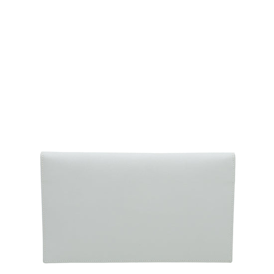 YSL Light Grey Uptown Grain De Poudre Medium Pouch