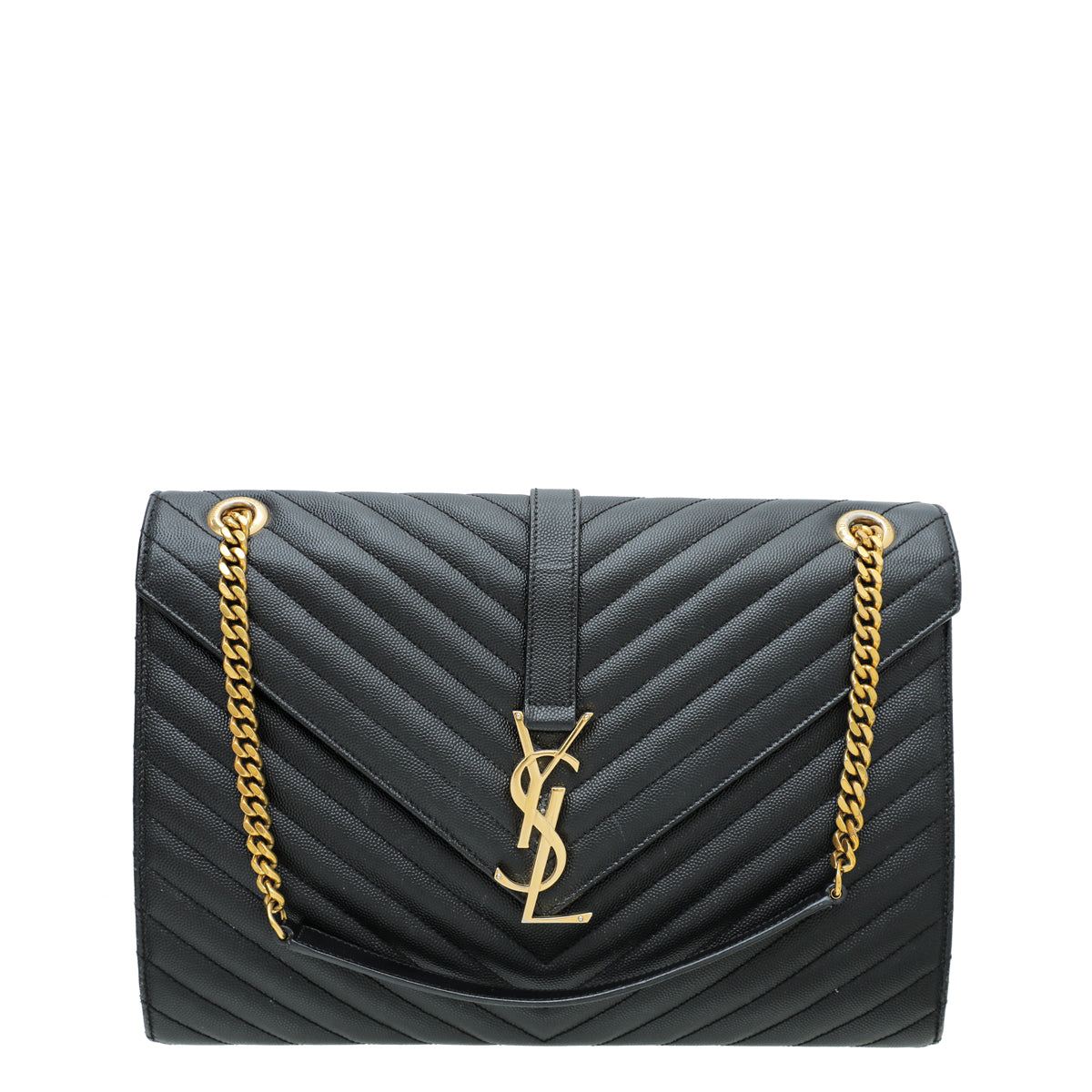 YSL Black Monogram Satchel Flap Large Bag-YSL-THE CLOSET