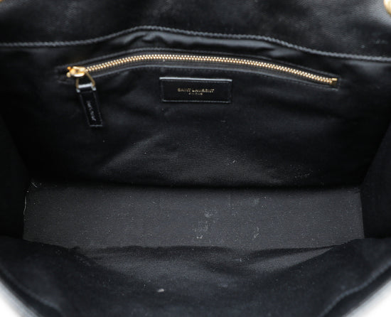 YSL Black Monogram Satchel Flap Large Bag