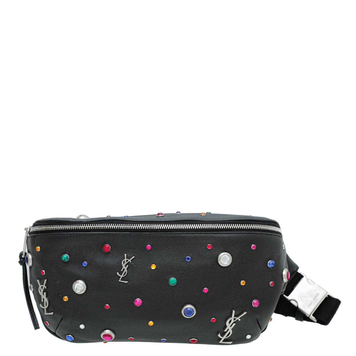 YSL Black Monogram Crystal Embellished Belt Bag-YSL-THE CLOSET