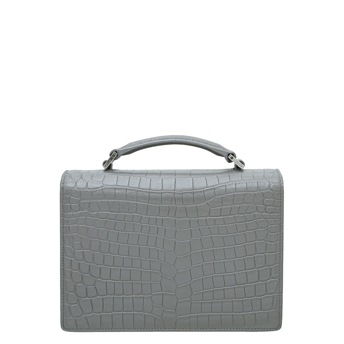 YSL Grey Croc Embossed Bellechasse Satchel Medium Bag-YSL-THE CLOSET