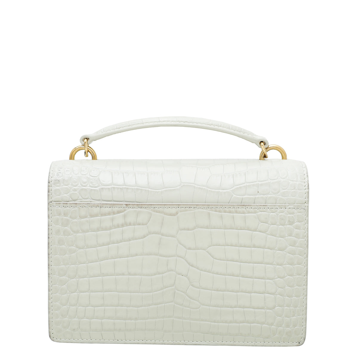 YSL Vintage Blanc Croc Embossed Sunset Chain Wallet-YSL-THE CLOSET