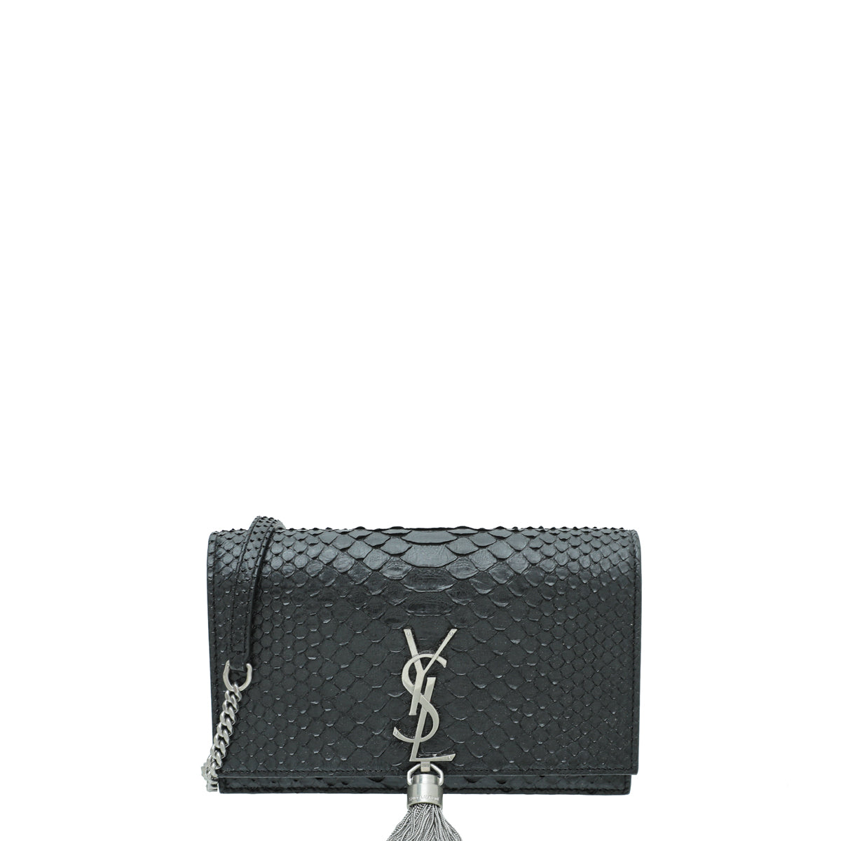 YSL Black Python Kate Tassel Small Chain Wallet-YSL-THE CLOSET