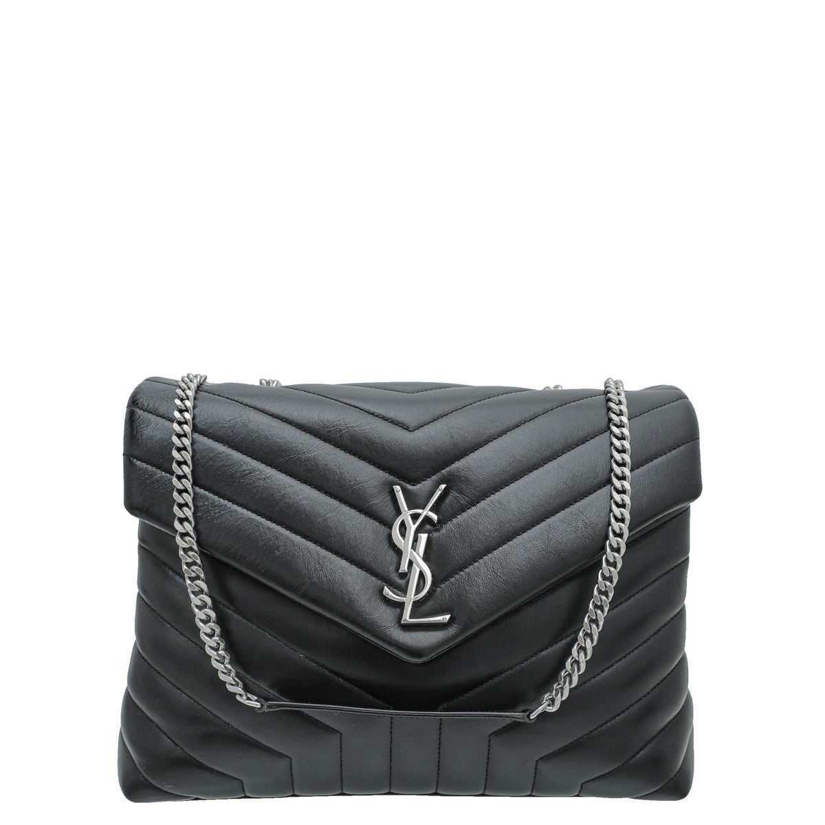 YSL Black Loulou Medium Flap Chain Bag-YSL-THE CLOSET