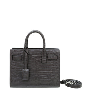 YSL Chocolate Croco منقسم Sac de Jour Nano Bag
