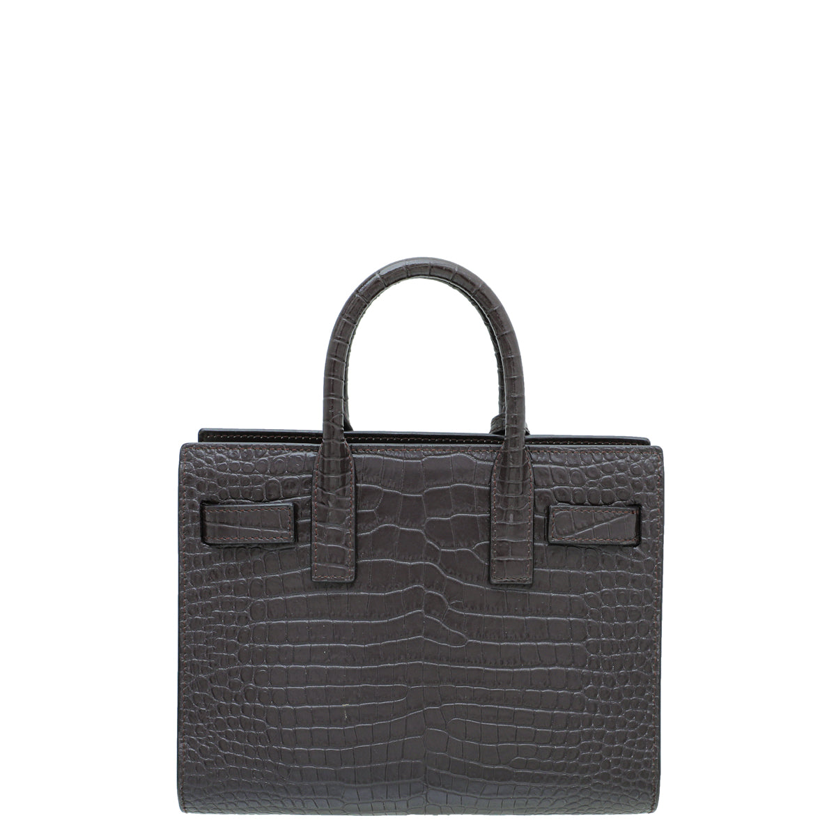 YSL Chocolate Croco Embossed Sac De Jour Nano Bag-YSL-THE CLOSET