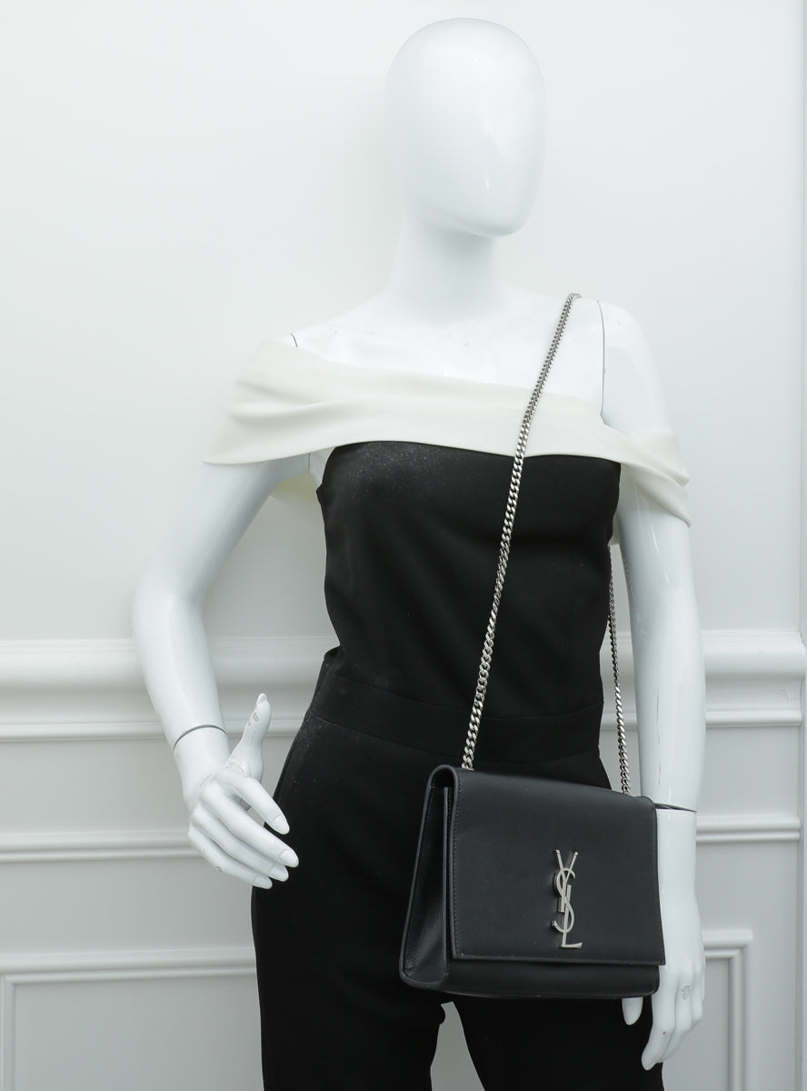 YSL Black Kate Monogram Medium Chain Bag