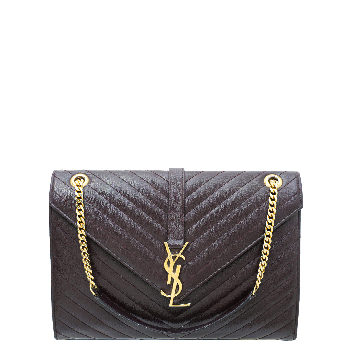 YSL Burgundy Monogram Satchel Large Bag-YSL-THE CLOSET