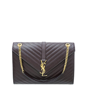 ysl burgundy monogram حقيبة كبيرة