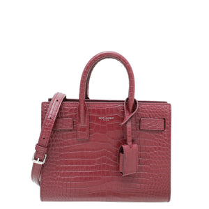 ysl burgundy croc منقوش كيس de jour نانو