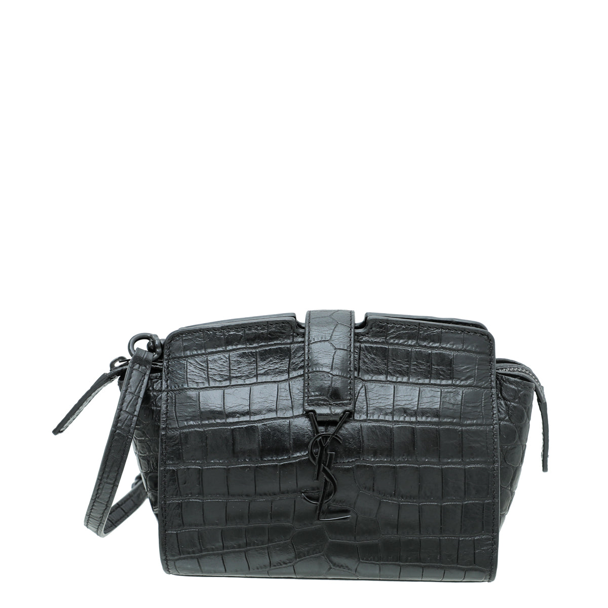 YSL Black Monogram Croco Embossed Toy Cabas Bag-YSL-THE CLOSET