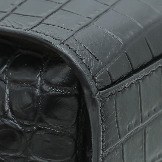 YSL Black Monogram Croco Embossed Toy Cabas Bag