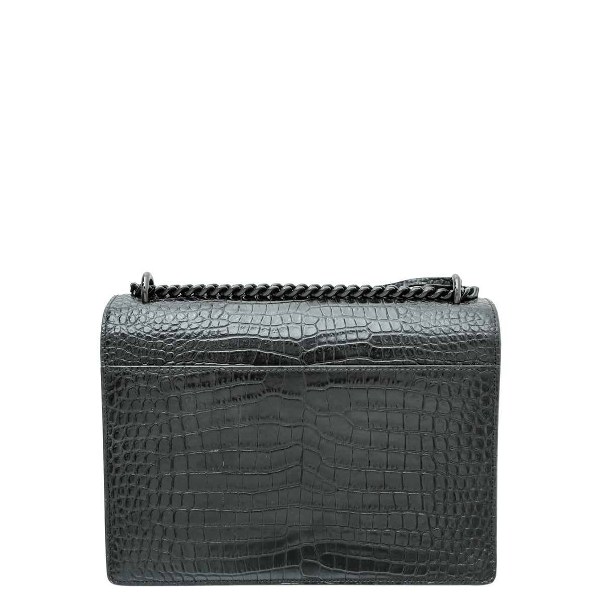 YSL Black Croc Embossed Sunset Medium Bag-YSL-THE CLOSET