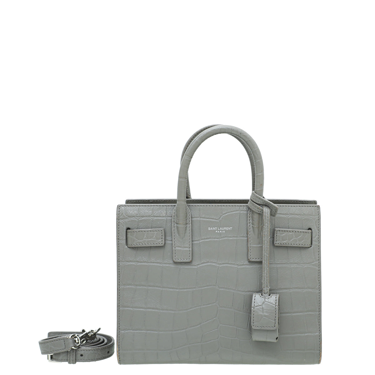 YSL Grey Croc Embossed Sac De Jour Nano Bag-YSL-THE CLOSET