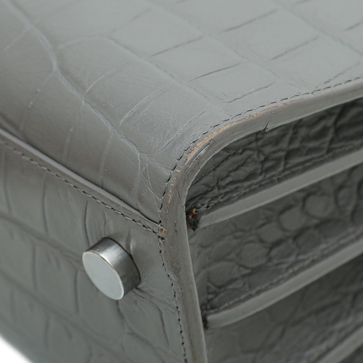 YSL Grey Croc Embossed Sac De Jour Nano Bag