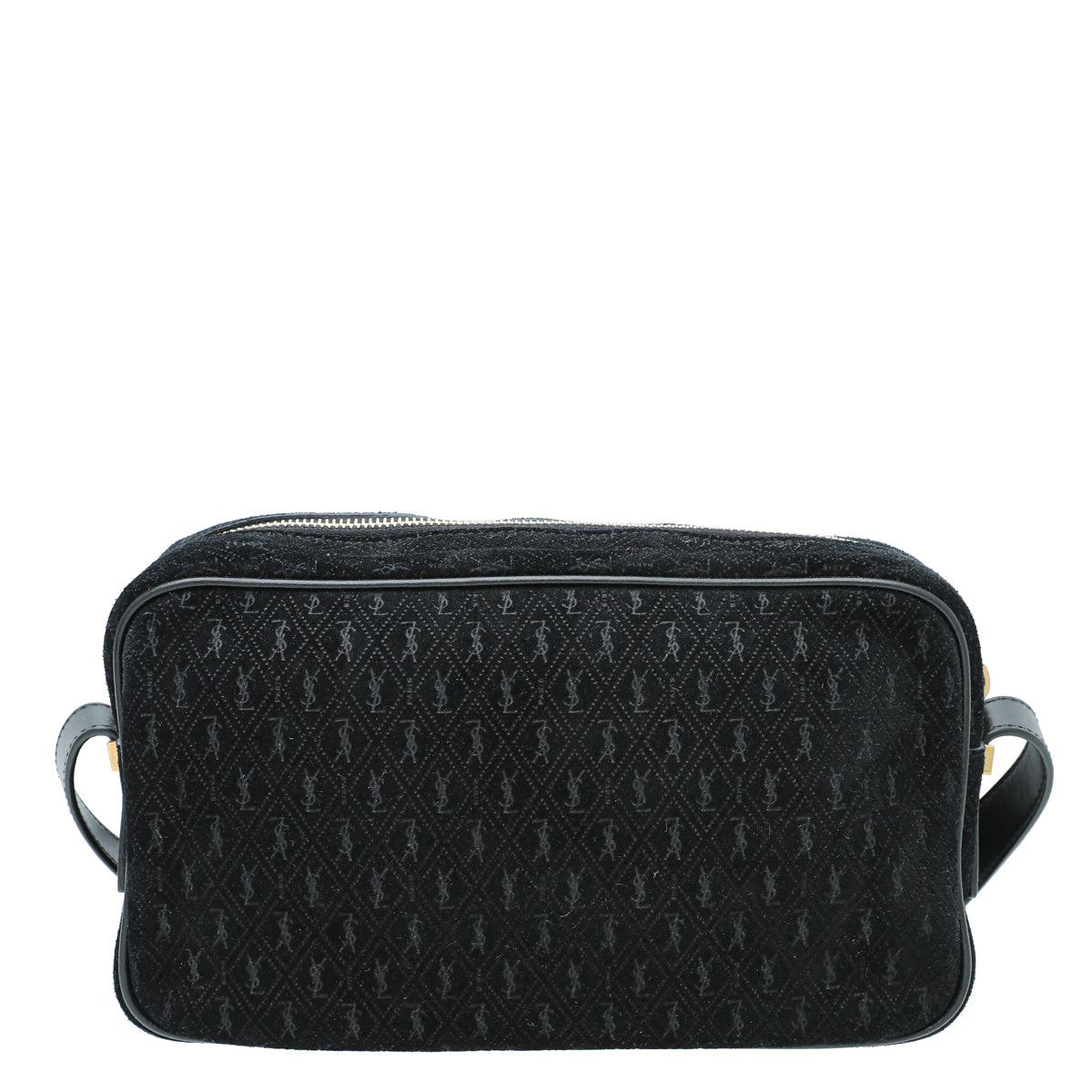 YSL Black Suede Monogram All Over Camera Bag-YSL-THE CLOSET