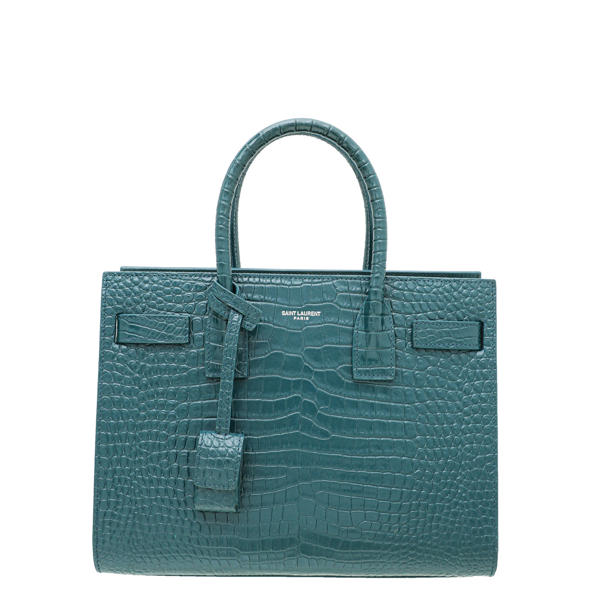 YSL Teal Croc Sac De Jour Baby Bag-YSL-THE CLOSET