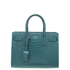 ysl teal croc sac de jour bage bage