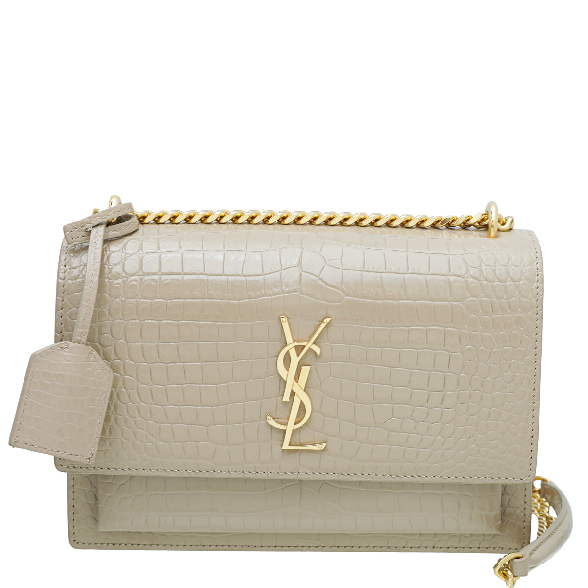 YSL Nude Croc Embossed Sunset Medium Bag-YSL-THE CLOSET