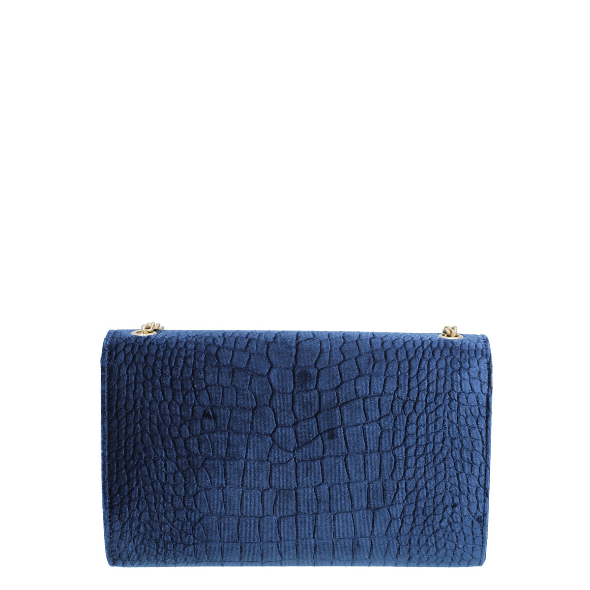 YSL Navy Blue Monogram Croc Velvet Embossed Kate Medium Bag-YSL-THE CLOSET