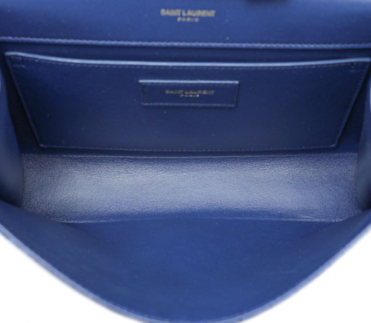 YSL Navy Blue Monogram Croc Velvet Embossed Kate Medium Bag