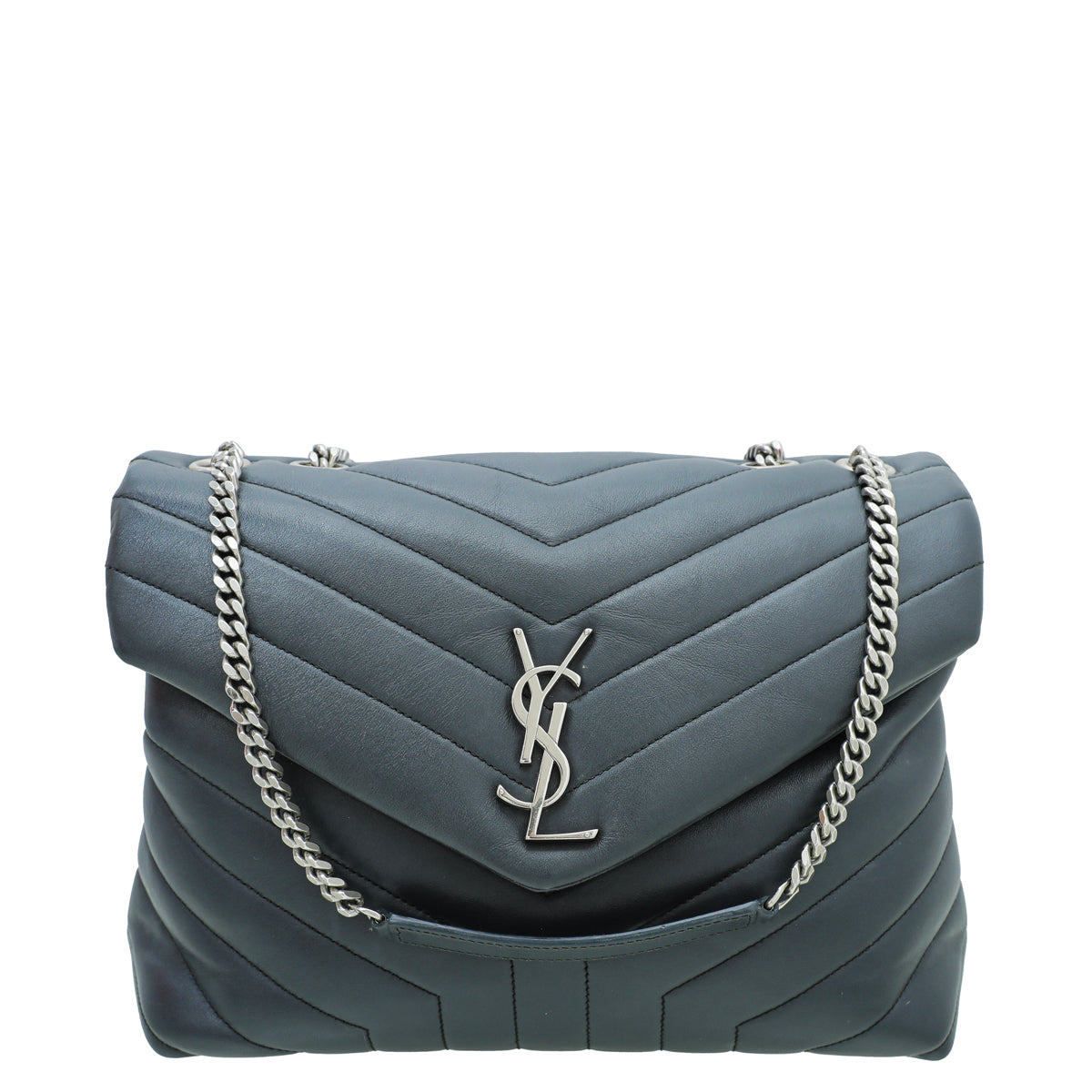 YSL Dark Grey Loulou Medium Flap Bag-YSL-THE CLOSET