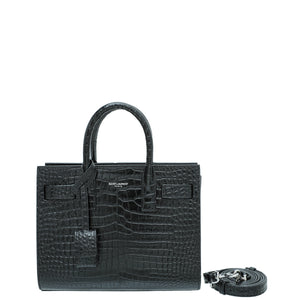 ysl Black Croco منقسم Sac de Jour Nano Bag