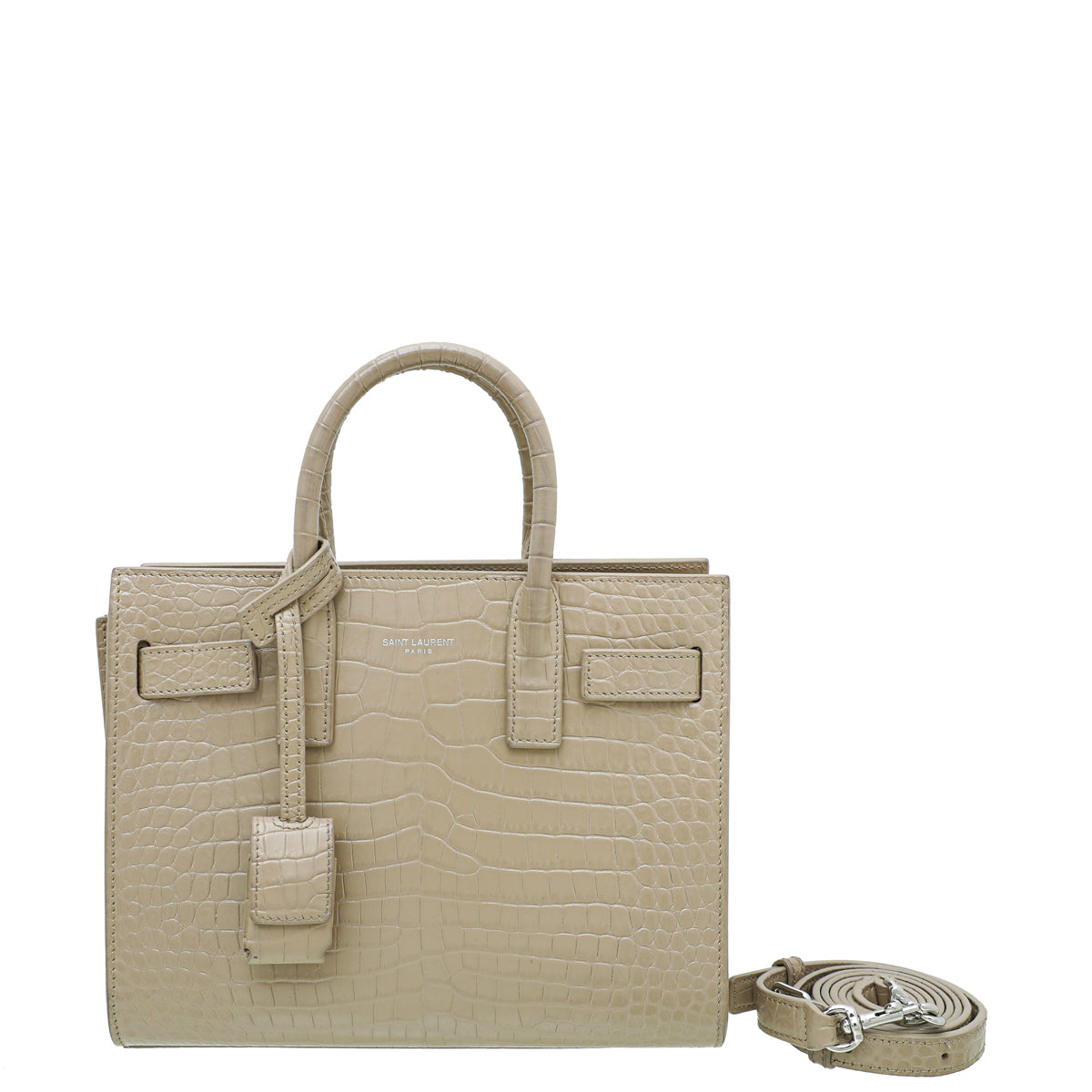 YSL Beige Croc Embossed Sac De Jour Nano Bag-YSL-THE CLOSET