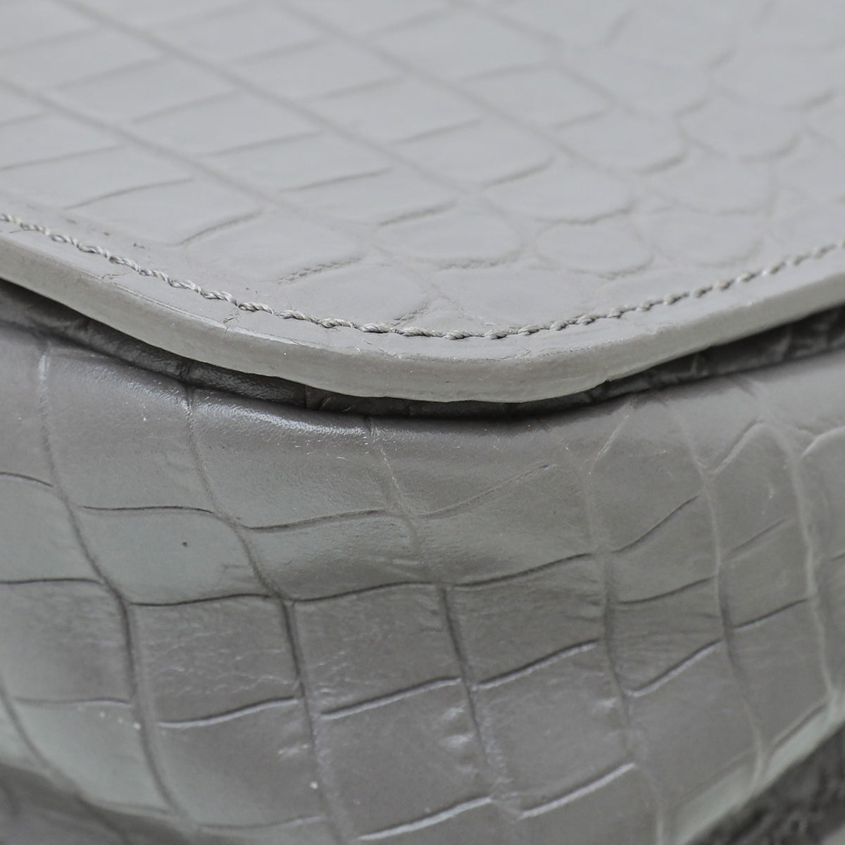 YSL Gray Croc Embossed Charlotte Medium Bag