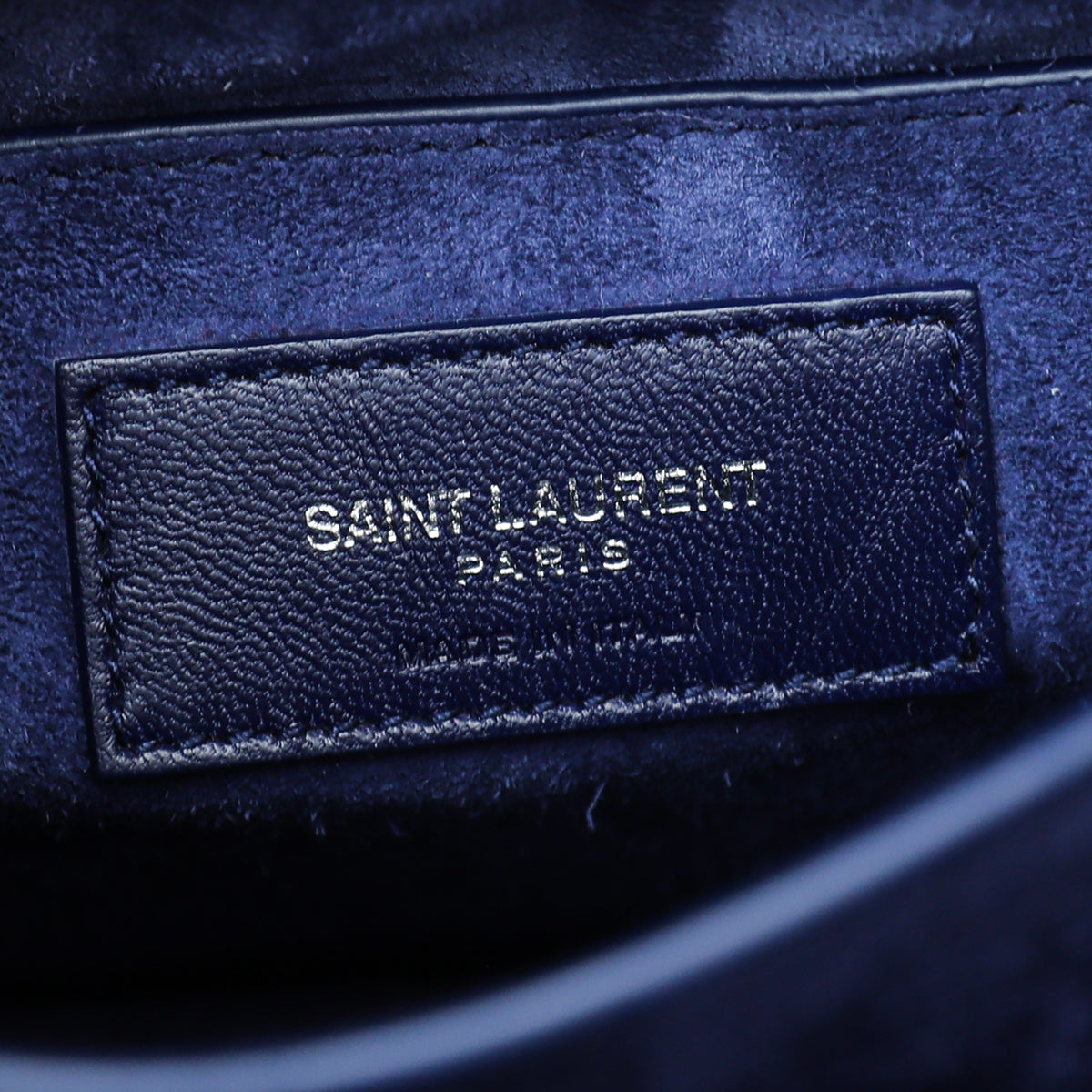 SAINT LAURENT ネイビー ケース Saint Laurent Calfskin Crocodile Embossed 5 Fragments Zip Pouch