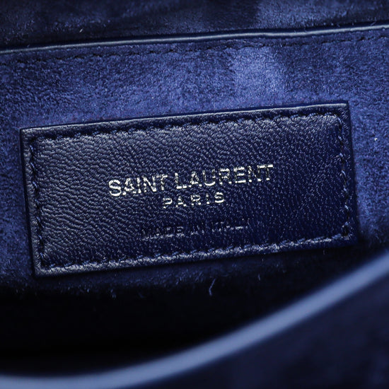 Saint Laurent Saint Laurent Medium Sunset Navy Crocodile Embossed Shoulder  Bag