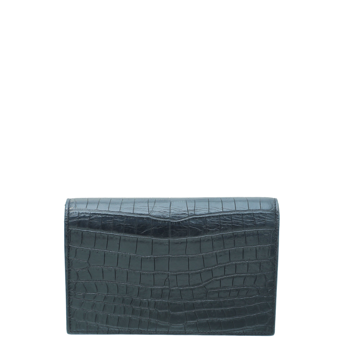 YSL Navy Croc Embossed Kate Tassel Chain Wallet-YSL-THE CLOSET
