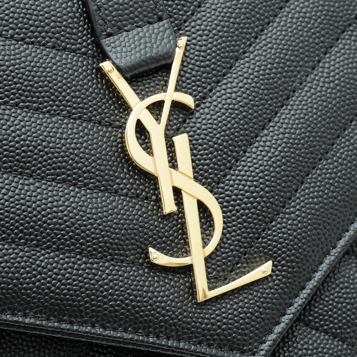 YSL Black Monogram Envelope Flap Mix Quilted Pouch