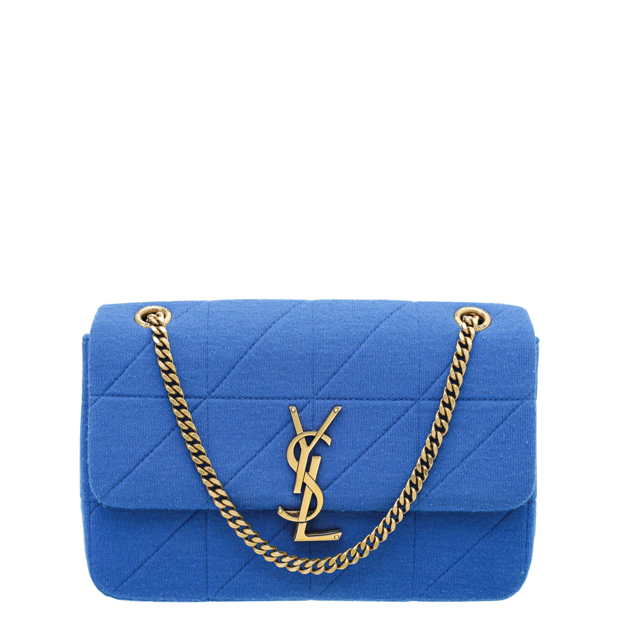 YSL Blue Jersey Jamie "Carre Rive Gauche" Medium Bag-YSL-THE CLOSET