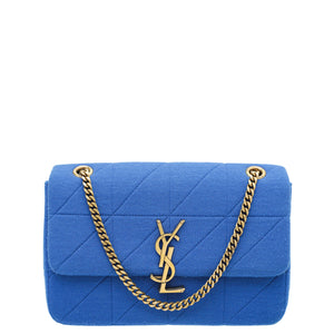 YSL Blue Jersey Jamie "Carre Rive Gauche" حقيبة متوسطة