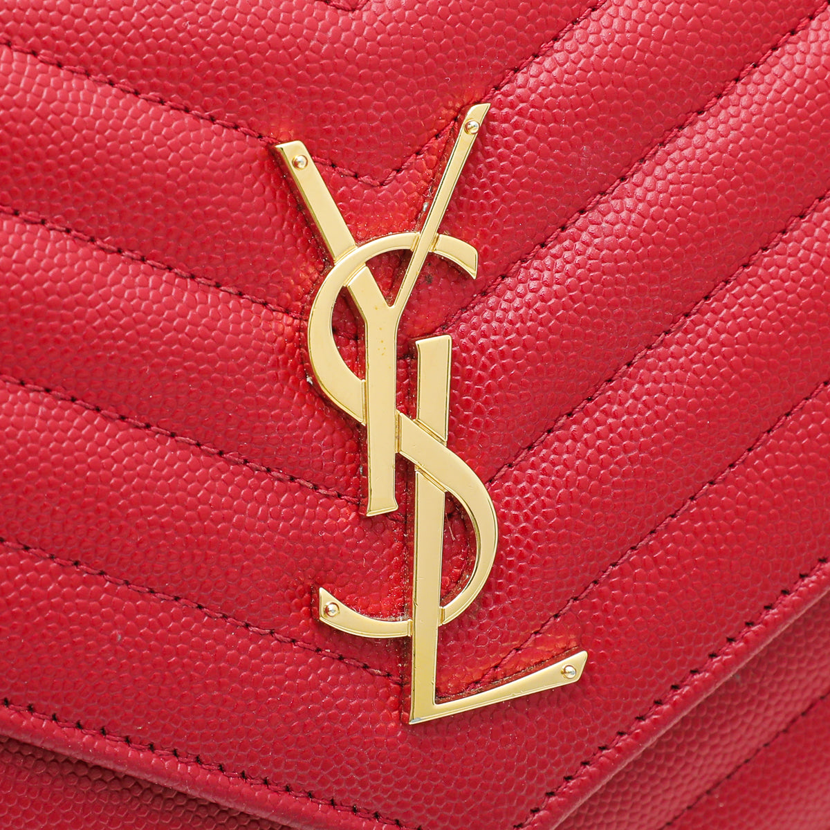 YSL Red Monogram Cassandre Chain Wallet