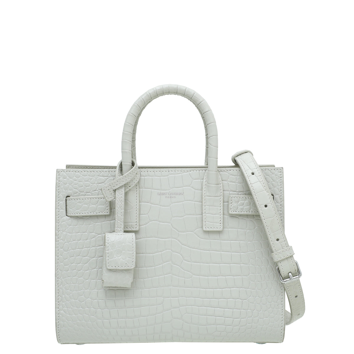 YSL Vintage Blanc Croco Embossed Sac De Jour Nano Bag-YSL-THE CLOSET