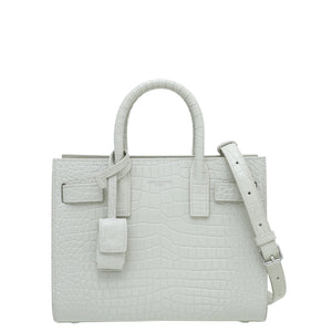 ysl vintage Blanc croco منقسم كيس نانو كيس نانو