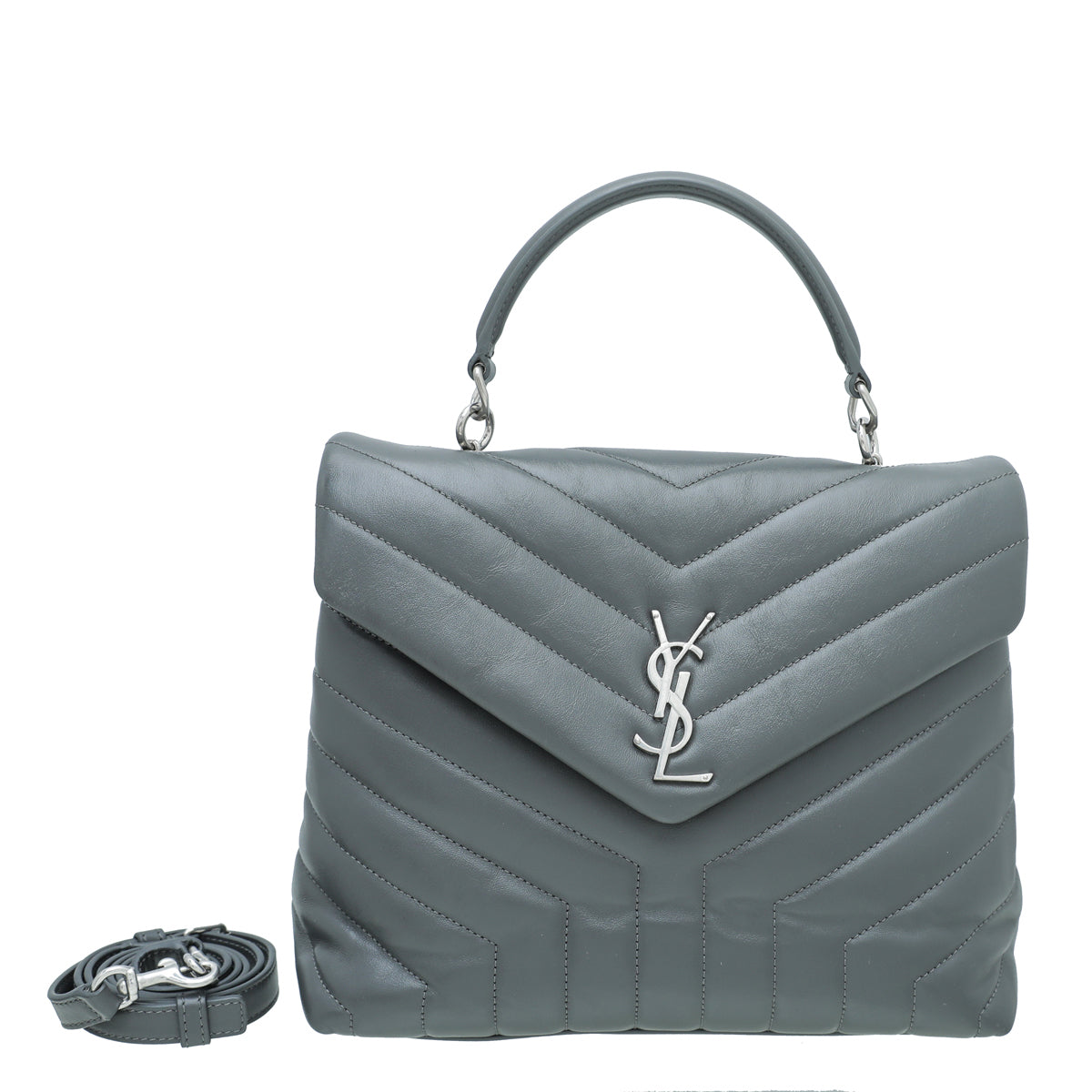 YSL Grey LouLou Medium Satchel Bag-YSL-THE CLOSET